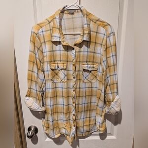 Passport Plus Brand Yellow Plaid Shirt